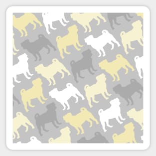 Grey and Yellow Pug Pattern Sticker